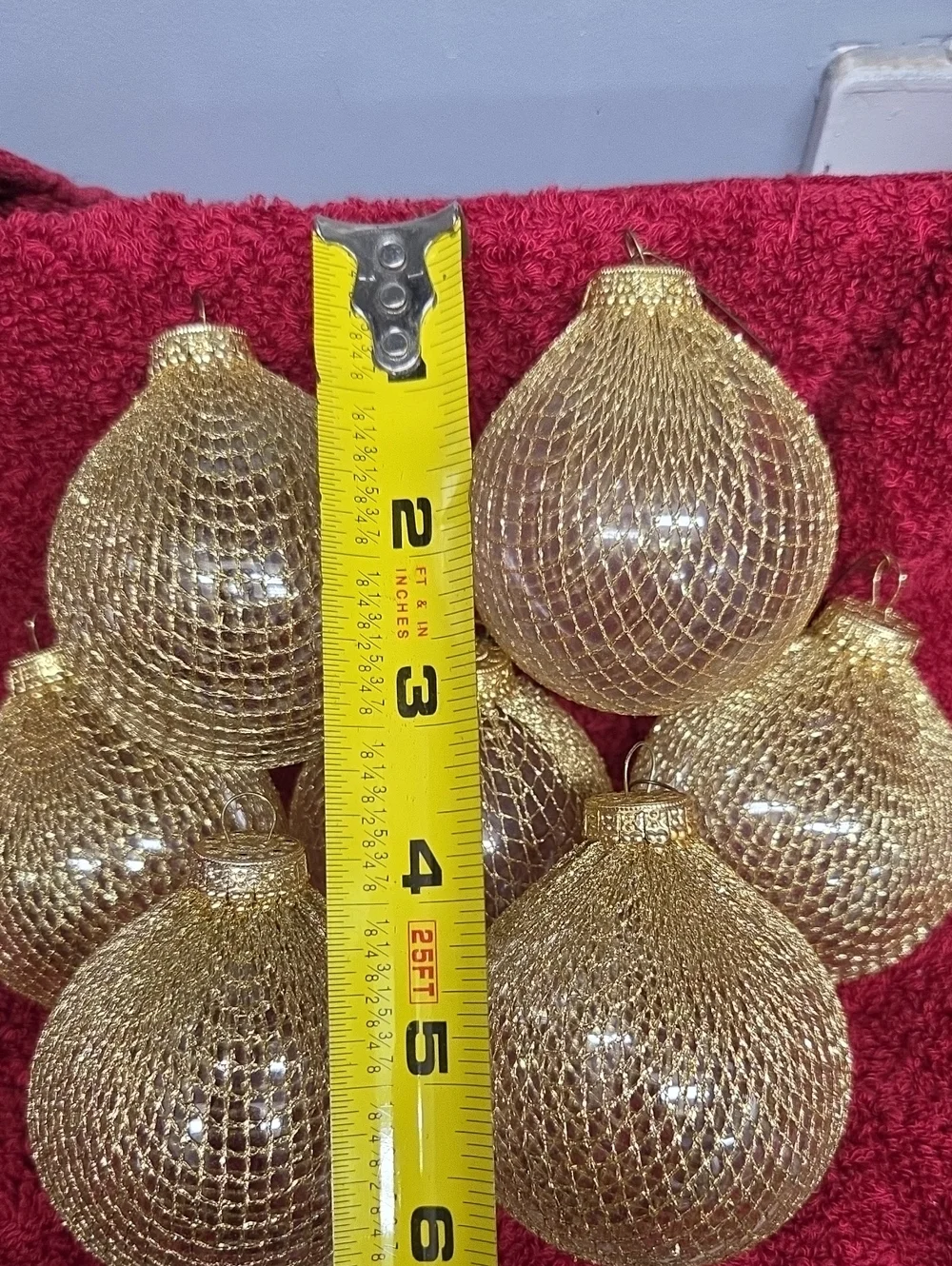 Vintage Y2k Martha Stewart Gold Mesh Christmas Ornaments - Set of 7